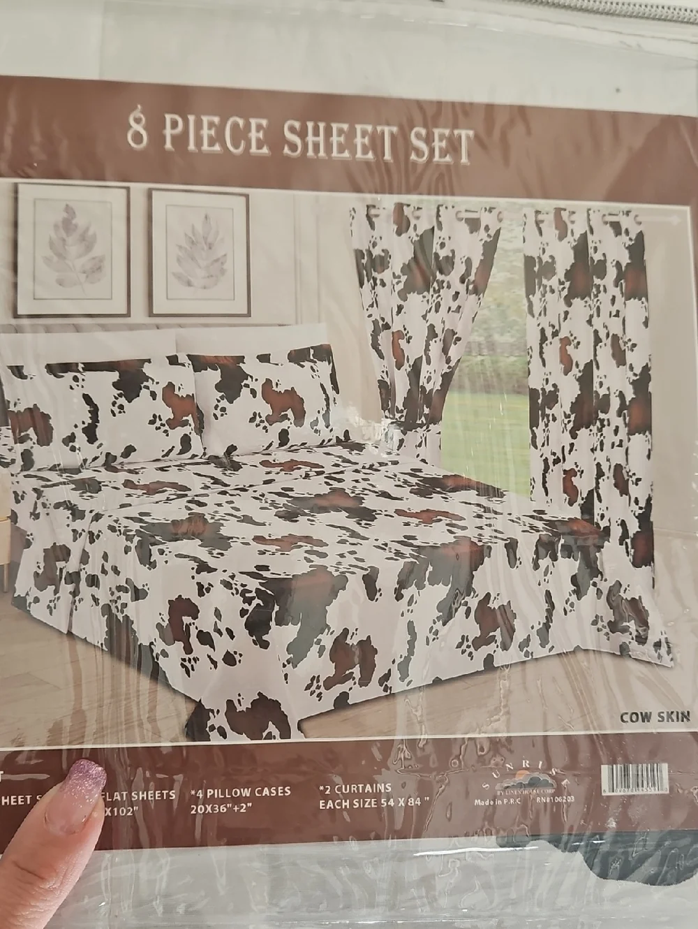 New King Sheet Set 8 Piece Cow Print Luxury  Collection Series 2500